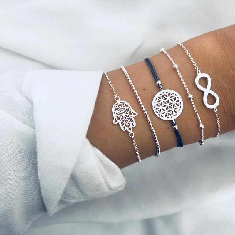 Peris Gems Infinity Set Bohemian Style 5pc Rope Charm Bracelet Sets for Women SHEIN Amazon Temu