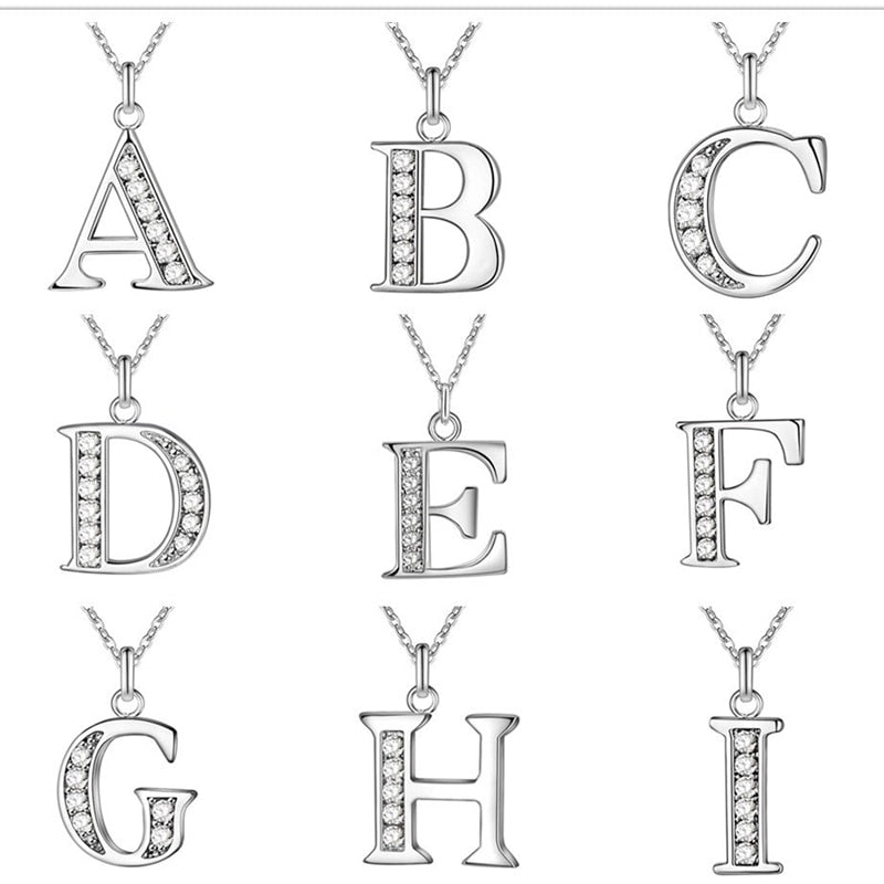Peris Gems Initial Letter Silver Diamond Necklaces | Elegant Unisex Initial Necklace SHEIN Amazon Temu