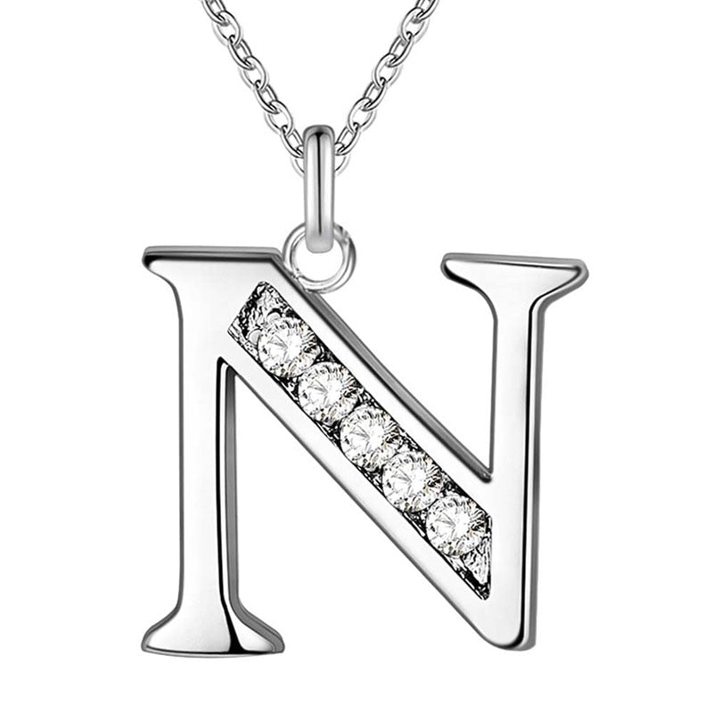 Peris Gems Initial Letter Silver Diamond Necklaces | Elegant Unisex Initial Necklace SHEIN Amazon Temu