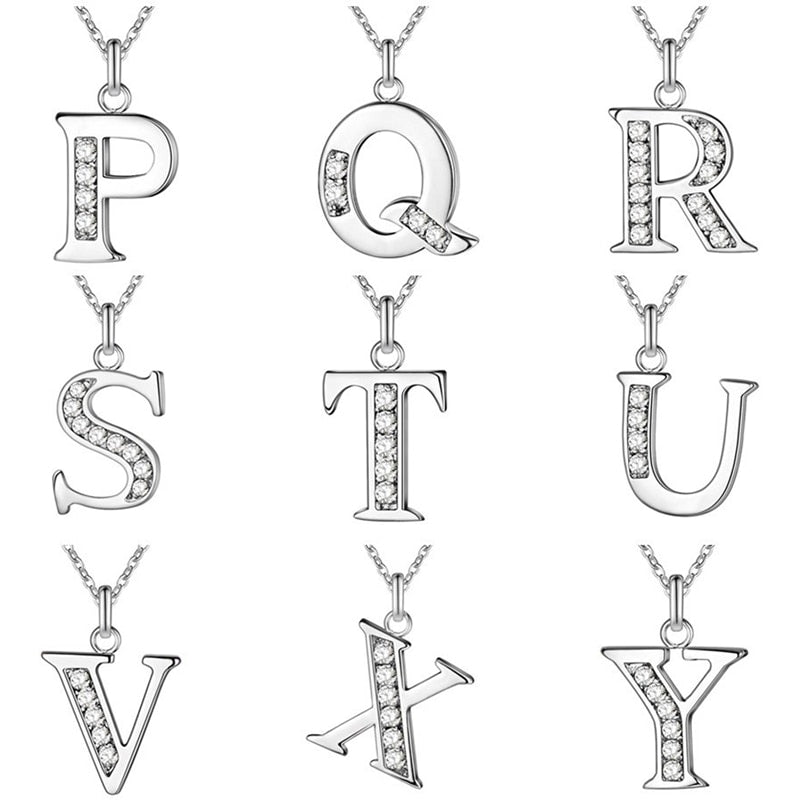 Peris Gems Initial Letter Silver Diamond Necklaces | Elegant Unisex Initial Necklace SHEIN Amazon Temu