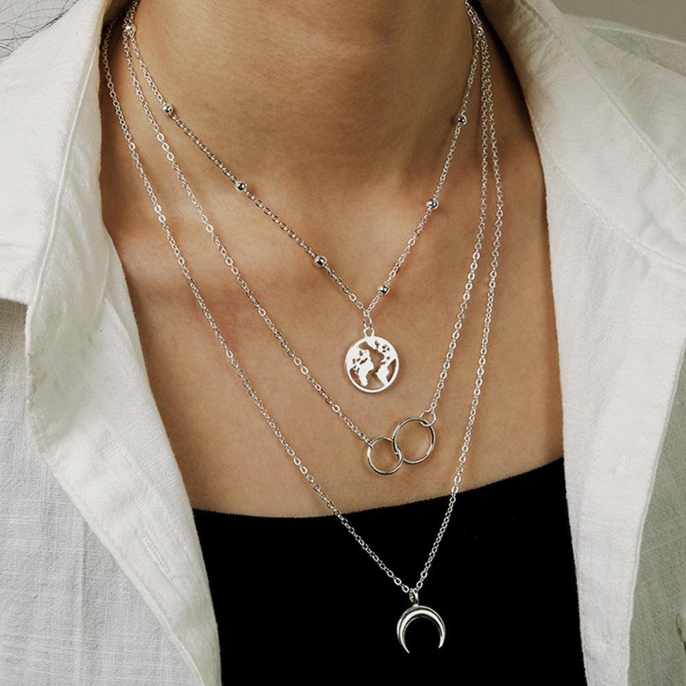 Peris Gems IPAN878 Carved Coin Thick Chain OT Buckle Necklace | Women&