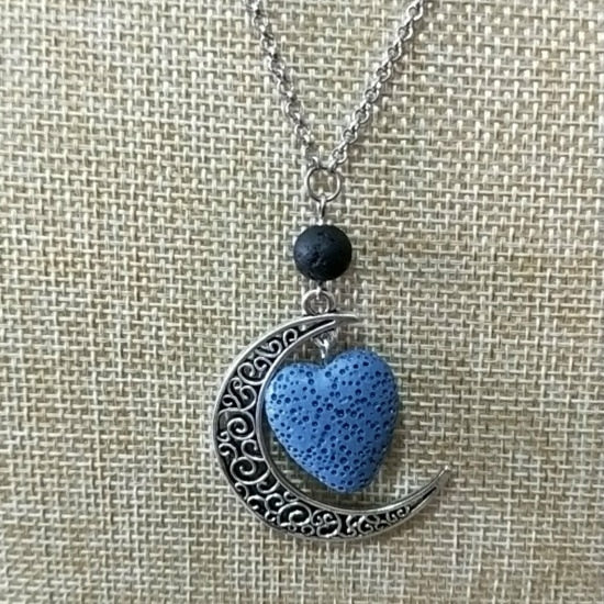 Peris Gems J Lava Stone Moon Necklace Unisex | Silver Crescent Moon SHEIN Amazon Temu
