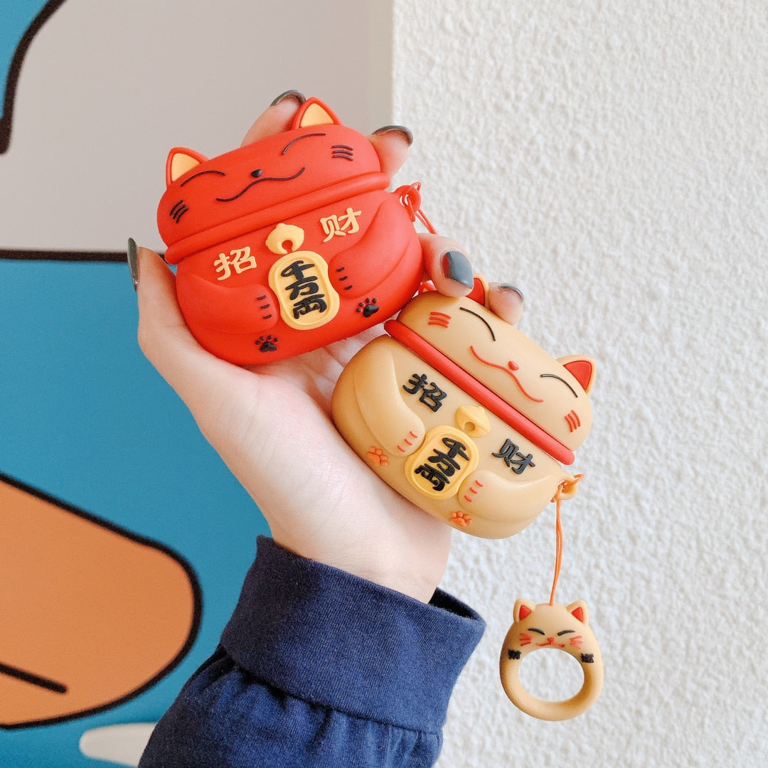 Peris Gems Japanese Style Lucky Cat Silicone AirPod Pro Protective Case SHEIN Amazon Temu