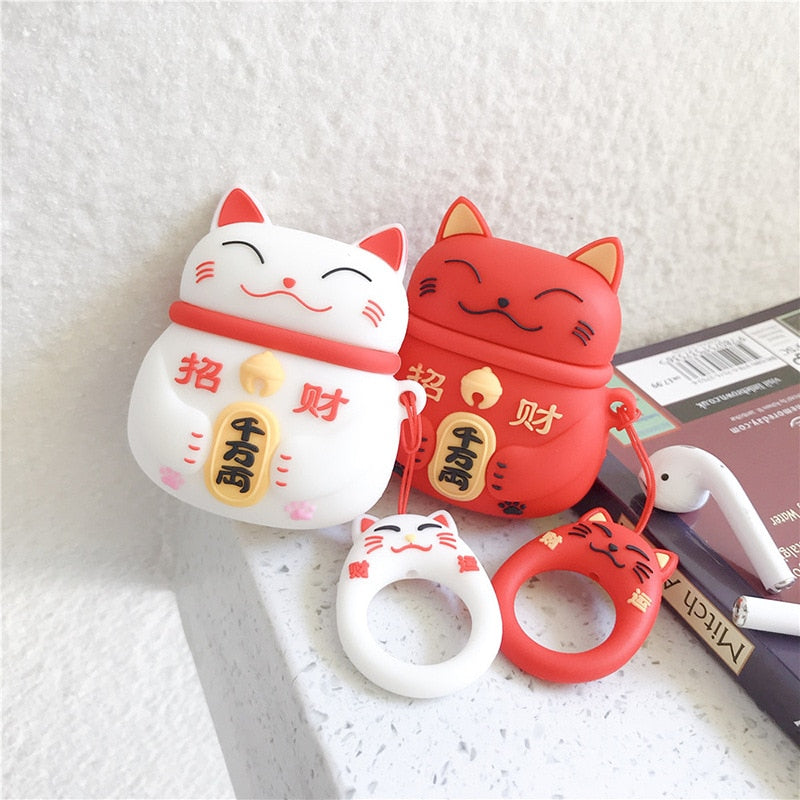 Peris Gems Japanese Style Lucky Cat Silicone AirPod Pro Protective Case SHEIN Amazon Temu