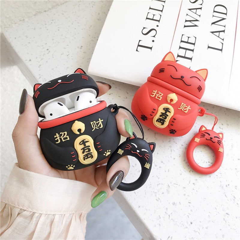 Peris Gems Japanese Style Lucky Cat Silicone AirPod Pro Protective Case SHEIN Amazon Temu