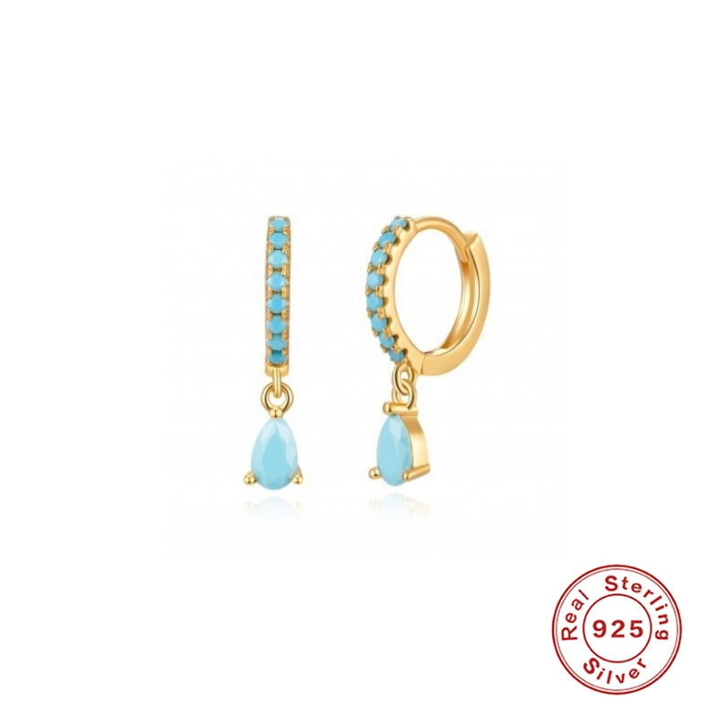 Peris Gems K Gold Diamond Stud Turquoise Hoop Earrings for Women | Sterling Silver Gold Earrings SHEIN Amazon Temu