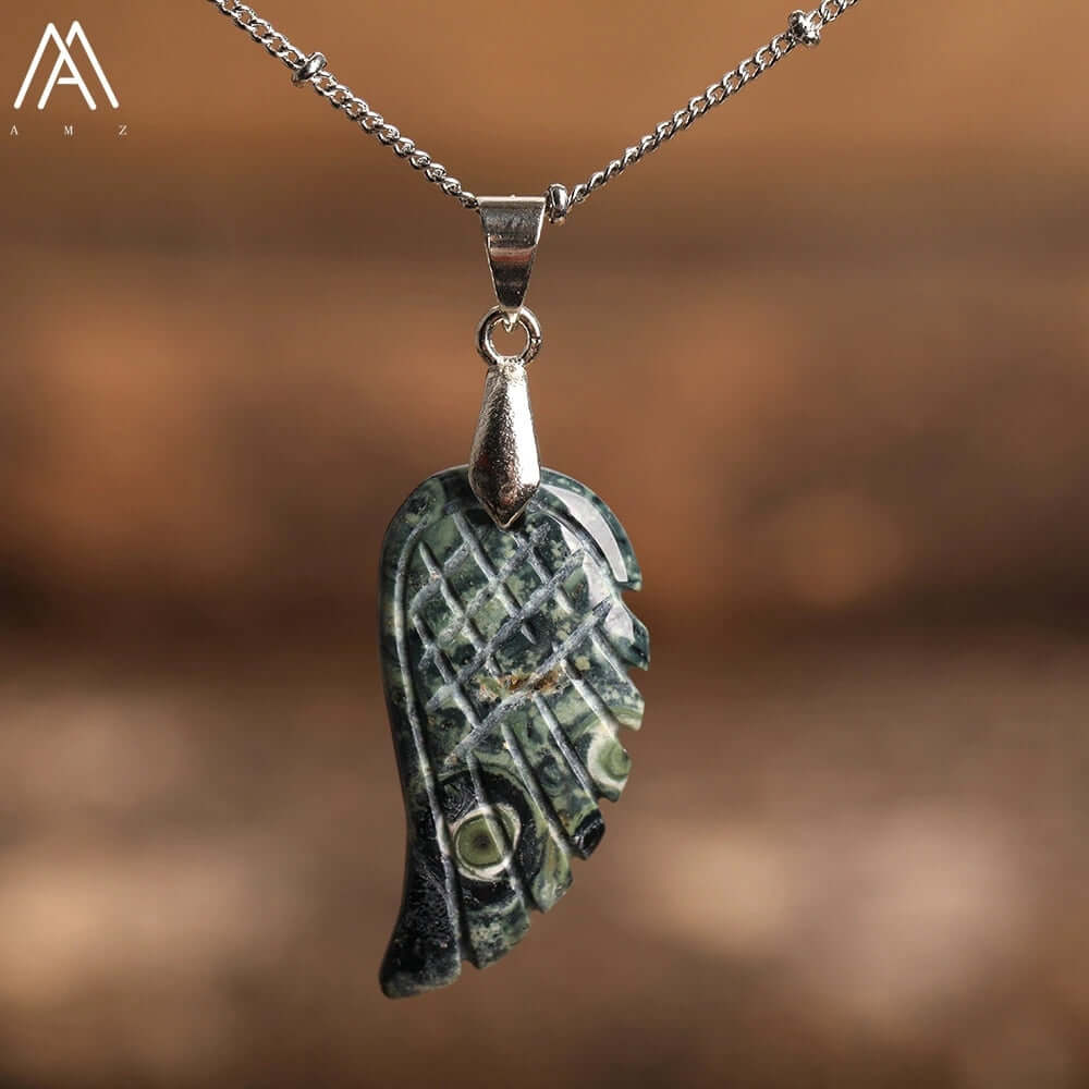 Peris Gems Kambaba Jasper Angel Wing Labradorite Choker Necklace - Quartz Crystal Angel Wings SHEIN Amazon Temu