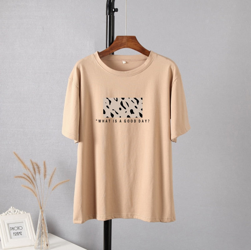 Peris Gems Khaki / M Leopard Print Short Sleeve T-Shirts for Women | O-Neck Shirts Leopard Print Short Sleeve T-Shirts for Women | O-Neck Shirt SHEIN Amazon Temu