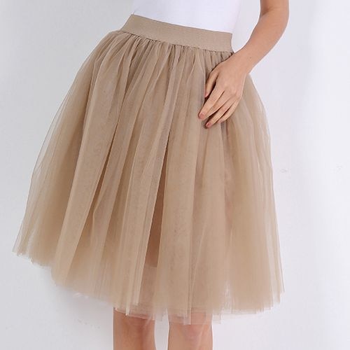 Peris Gems khaki / One Size Pleated 5-Layer Tulle Skirt for Women | Fairy Midi Skirts SHEIN Amazon Temu