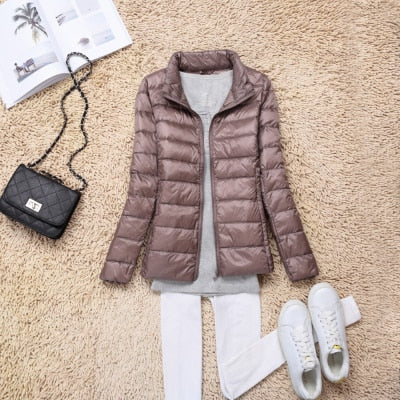 Peris Gems Khaki Stand / M Ultra-Light Puff Parka Jackets for Women | Solid Slim Jacket SHEIN Amazon Temu