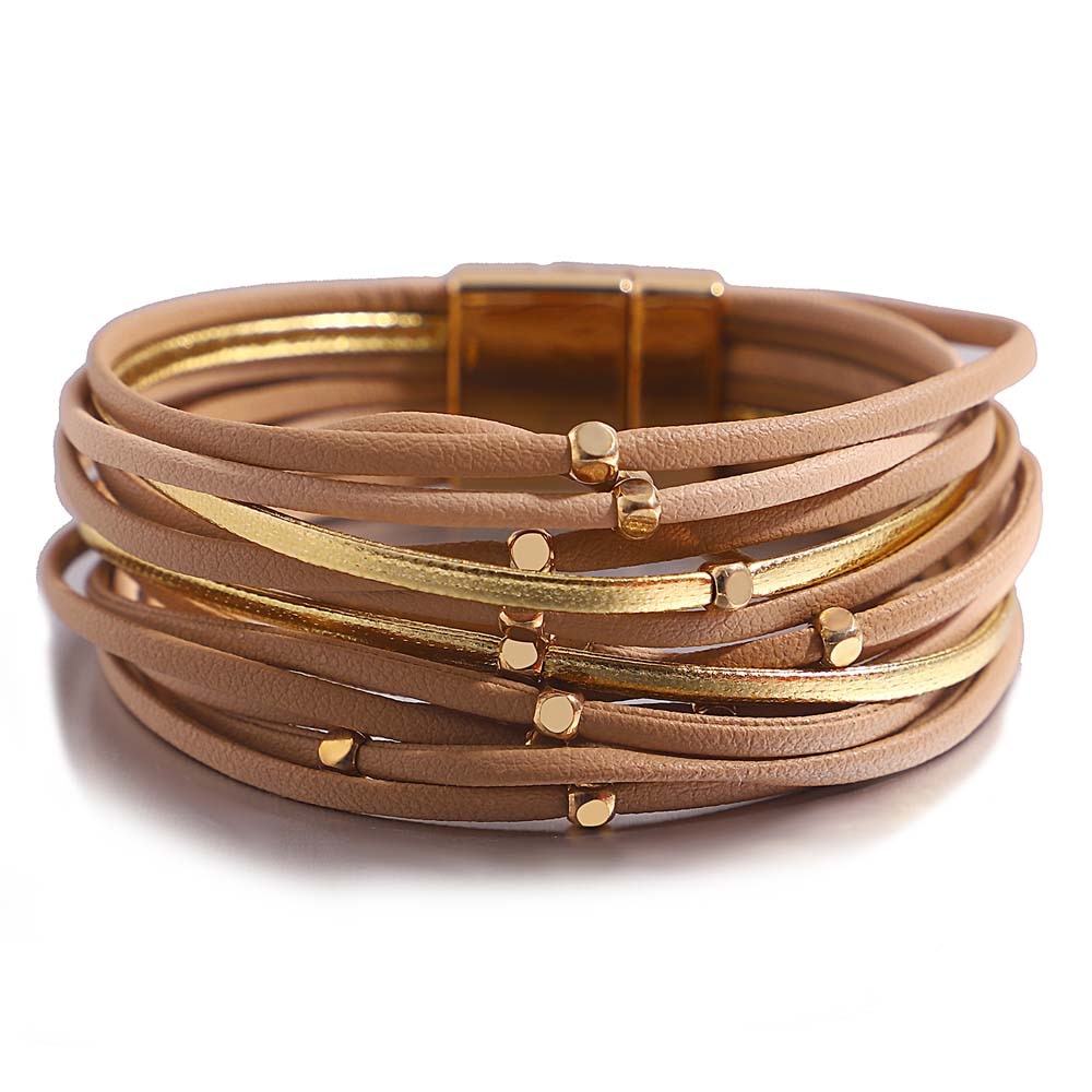 Peris Gems Khaki Wide Multilayered Leather Bracelets for Women SHEIN Amazon Temu