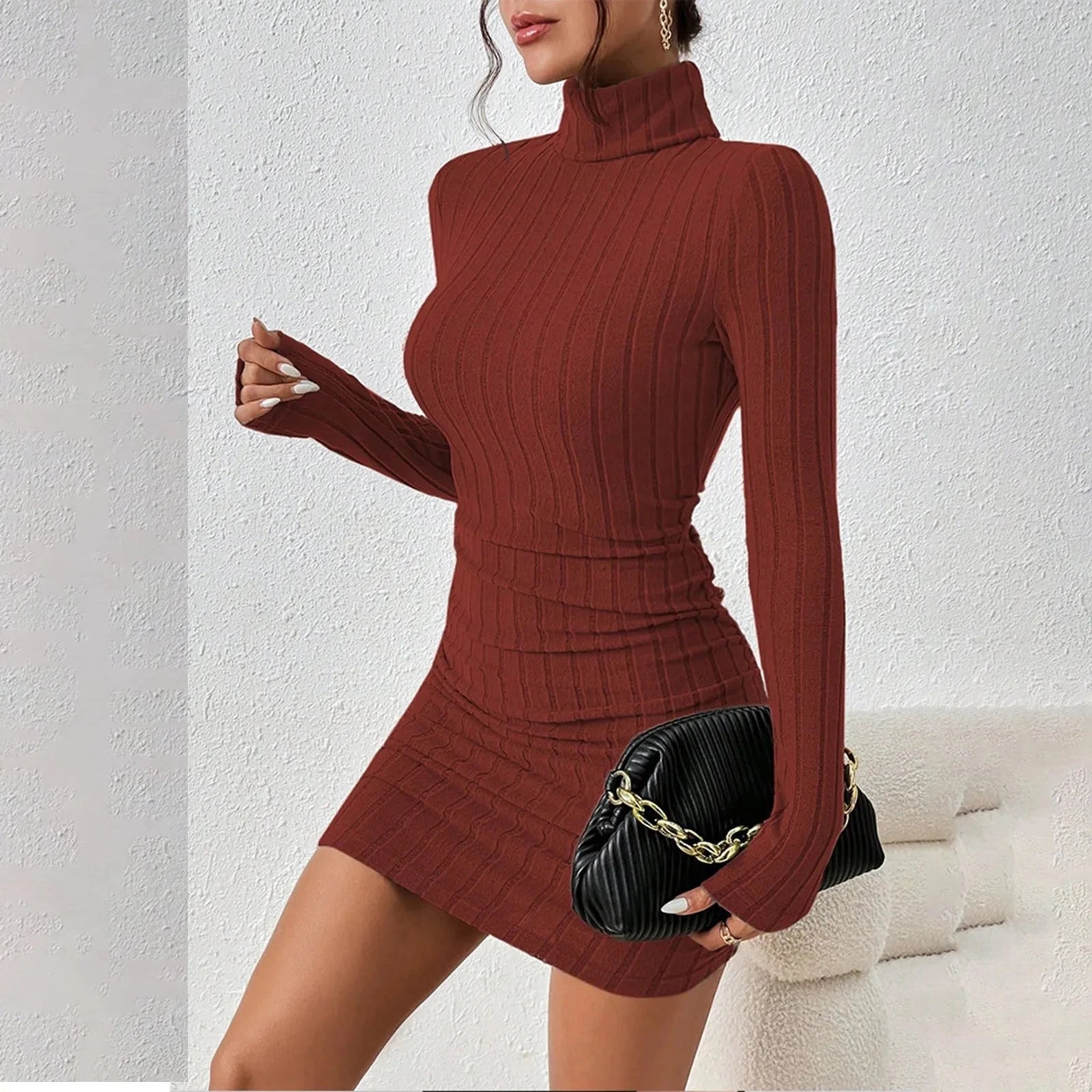 Peris Gems Knitted Bottoming Dress Women Elegant Party Autumn Winter Turtleneck Long Sleeves Sexy Sheath Mini Dresses Bodycon Club Dress Knitted Bottoming Dress Women Elegant Party Autumn Winter Turtleneck Long Sleeves Sexy Sheath Mini Dresses Bodycon Club Dress SHEIN Amazon Temu
