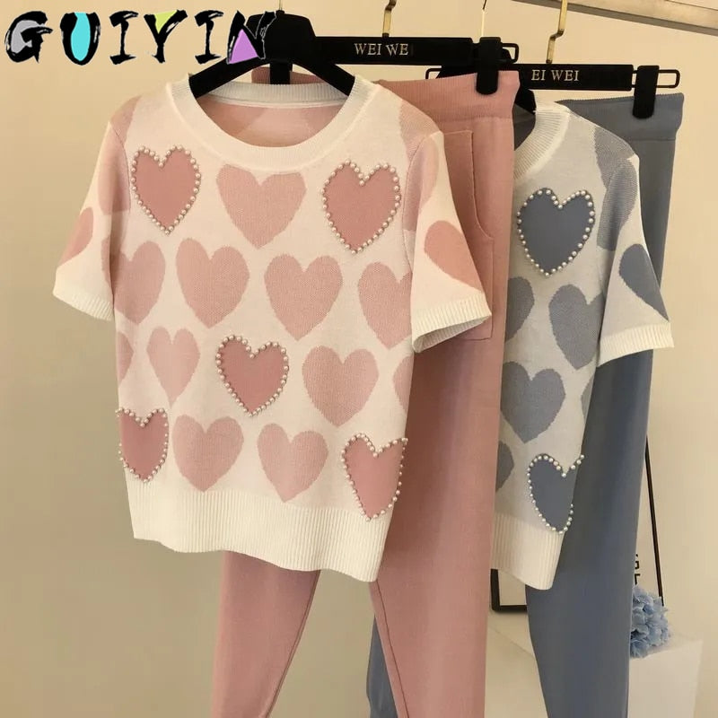 Peris Gems Knitted Heart Love Print 2pc Sweater and Sweatpants for Women Knitted Heart Love Print 2pc Sweater and Sweatpant for Women SHEIN Amazon Temu