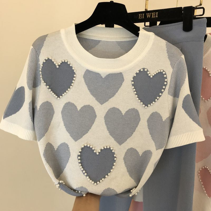 Peris Gems Knitted Heart Love Print 2pc Sweater and Sweatpants for Women Knitted Heart Love Print 2pc Sweater and Sweatpant for Women SHEIN Amazon Temu
