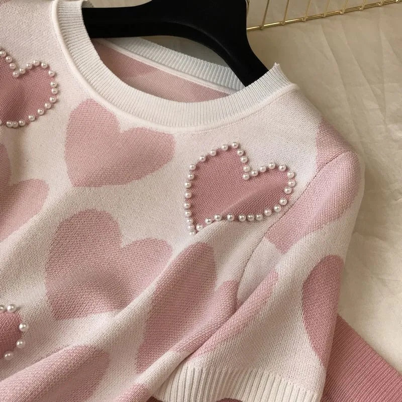 Peris Gems Knitted Heart Love Print 2pc Sweater and Sweatpants for Women Knitted Heart Love Print 2pc Sweater and Sweatpant for Women SHEIN Amazon Temu