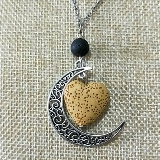 Peris Gems L Lava Stone Moon Necklace Unisex | Silver Crescent Moon SHEIN Amazon Temu
