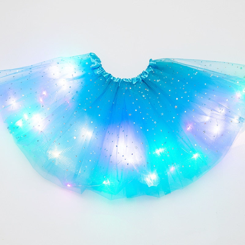 Peris Gems Lake blue / 3-12 years old LED Glowing Kid Girls Princess Tutu Skirts | Children Dancing Miniskirt LED Glowing Kid Girls Princess Tutu Skirts Dancing Miniskirt SHEIN Amazon Temu