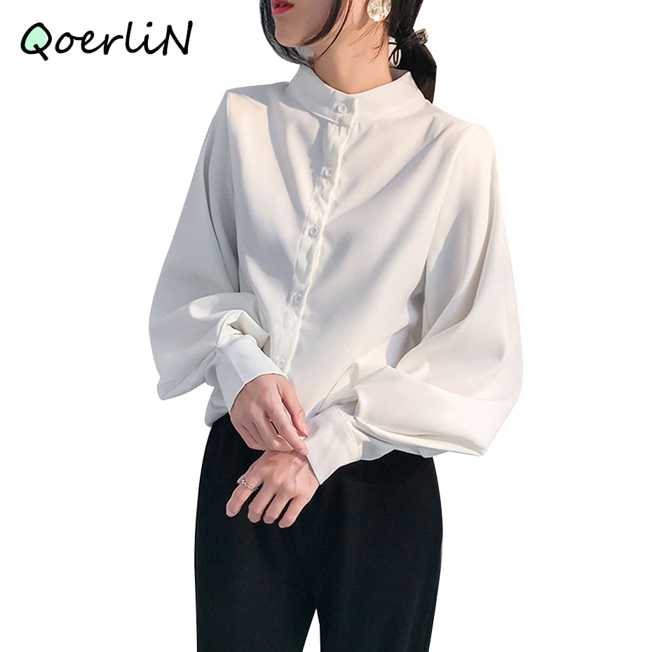 Peris Gems Lantern Sleeve Blouse for Women | Solid Button Up Collar Shirt for Women SHEIN Amazon Temu