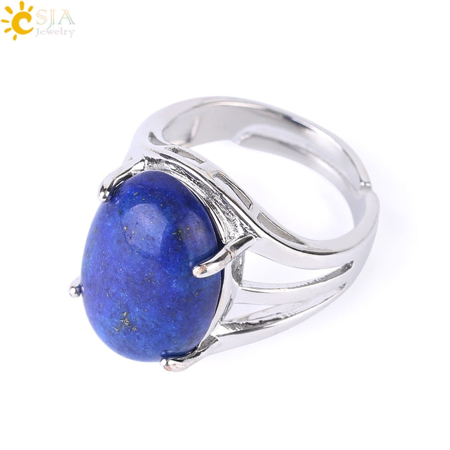 Peris Gems Lapis Lazuli Oval Rieke Egg Shaped Natural Stone Adjustable Rings for Women Oval Rieke Egg Shaped Natural Stone Adjustable Rings Women SHEIN Amazon Temu