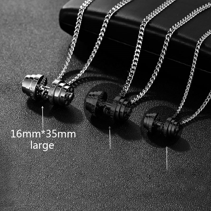 Peris Gems large steel / 50cm Barbell Dumbbell Necklace for Men | Stainless Steel Gym Jewelry Barbell Dumbbell Necklace for Men | Stainless Gym Jewelry SHEIN Amazon Temu