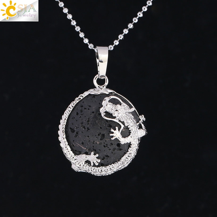 Peris Gems Lava Dragon Pendant Necklace for Women | Silver Quartz Stone Necklace for Women SHEIN Amazon Temu