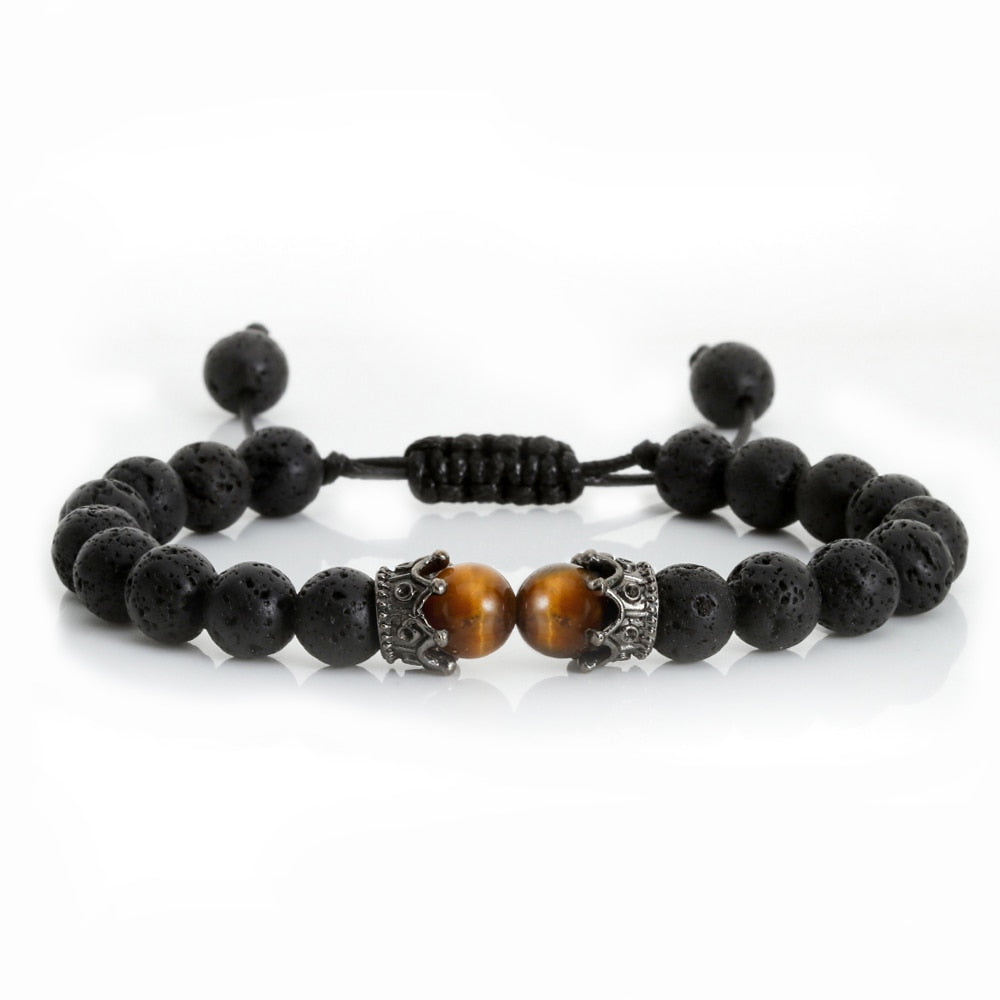 Peris Gems Lava Tiger Eye Black Lava Stone Bracelets | Braided Charm Beads Bracelet SHEIN Amazon Temu