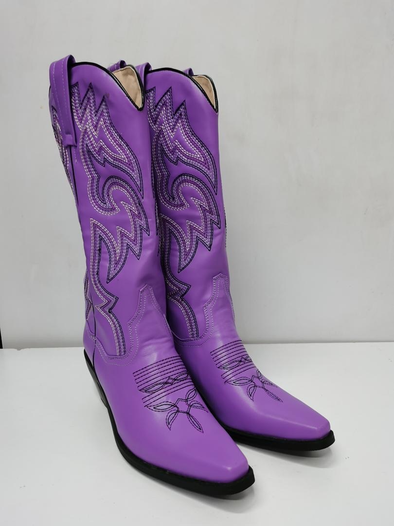 Peris Gems Lavender / 4.5 PU Leather Cowboy Boots for Women | Knee High Leather Boots SHEIN Amazon Temu