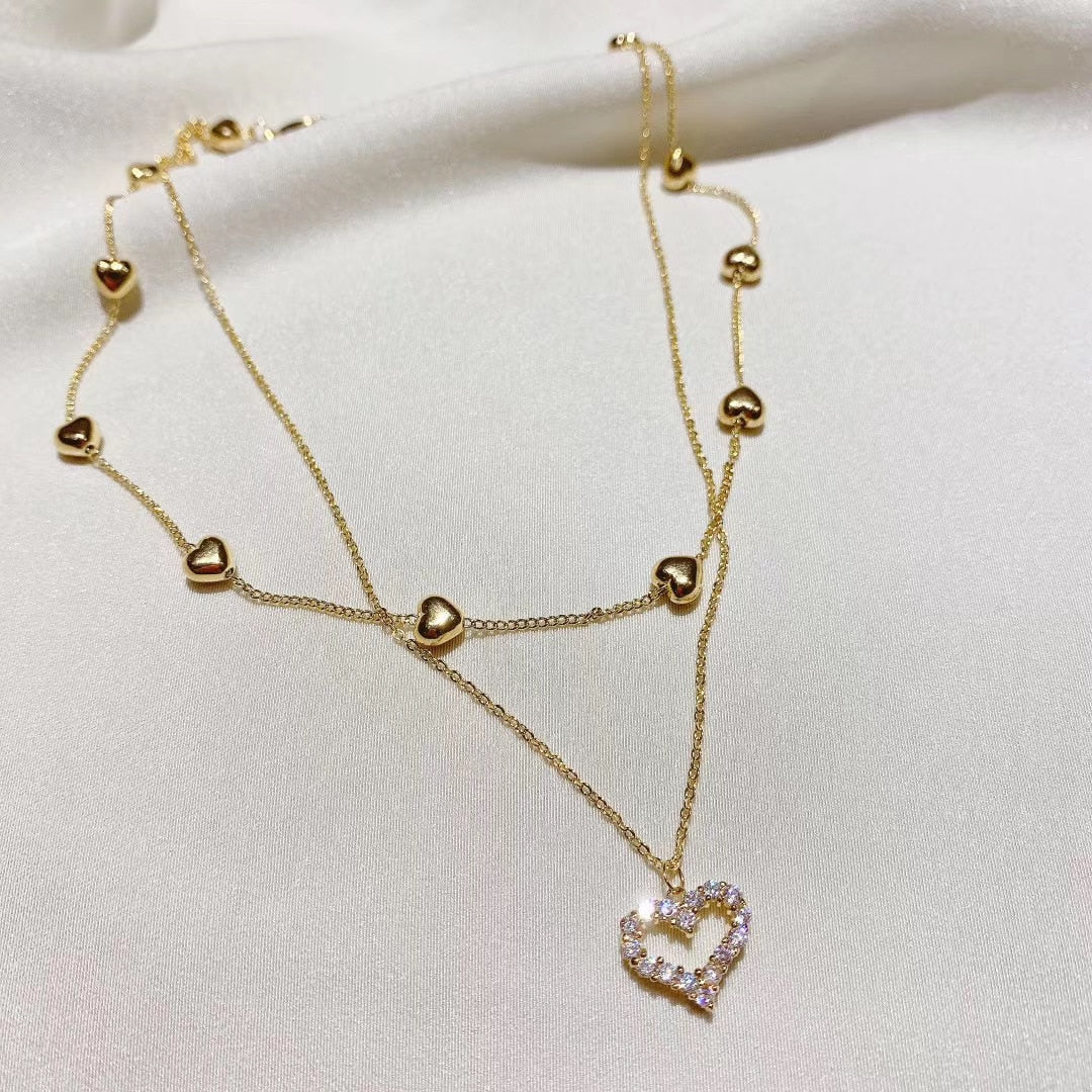 Peris Gems Layered Love Heart Gold 2pc Necklaces for Women SHEIN Amazon Temu