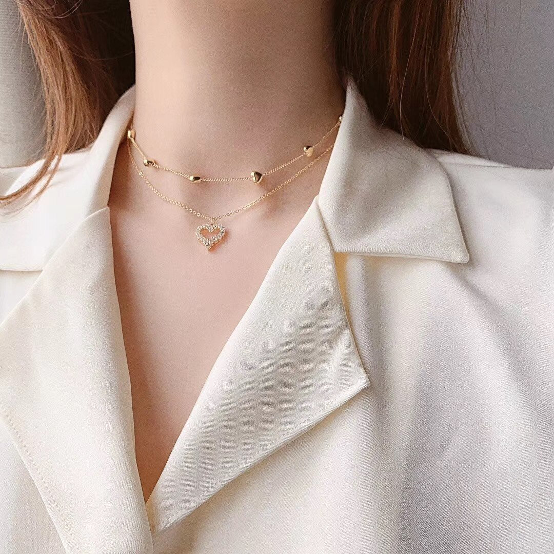 Peris Gems Layered Love Heart Gold 2pc Necklaces for Women SHEIN Amazon Temu