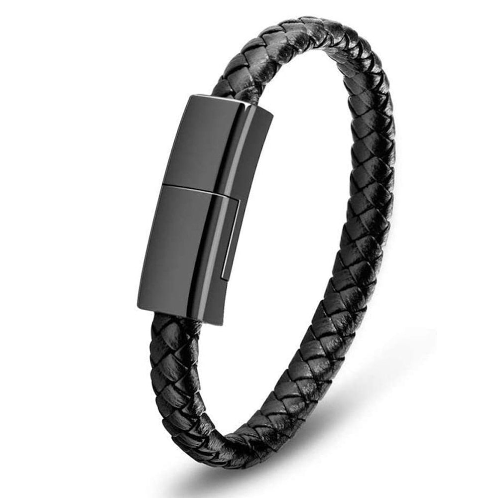 Peris Gems Leather Braided USB Charging Bracelet | Bracelet Charger SHEIN Amazon Temu