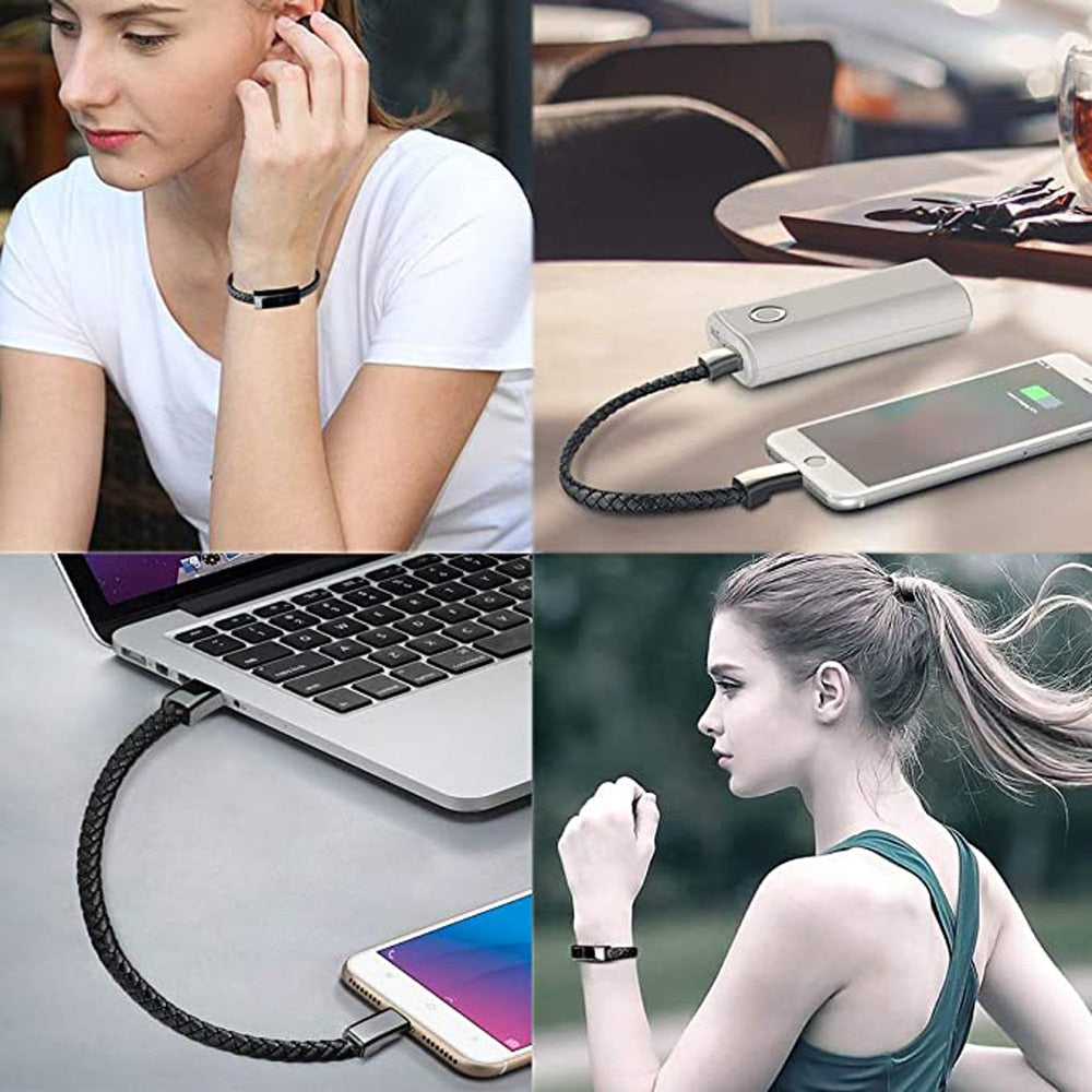 Peris Gems Leather Braided USB Charging Bracelet | Bracelet Charger SHEIN Amazon Temu