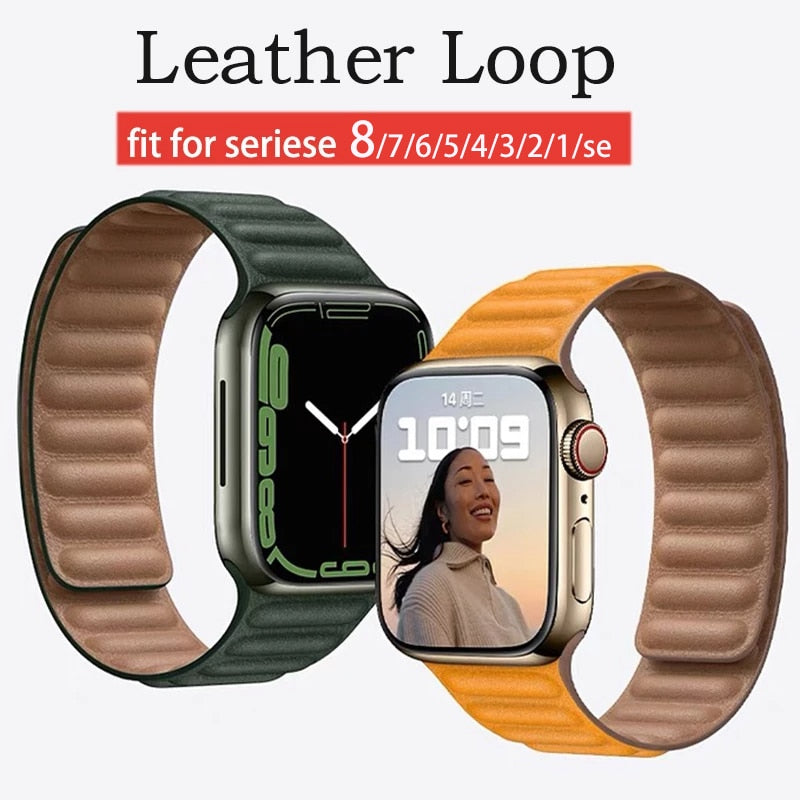 Peris Gems Leather Strap for Apple Watch | Magnetic Leather Watch Band for Series 8 7 6 5 SHEIN Amazon Temu