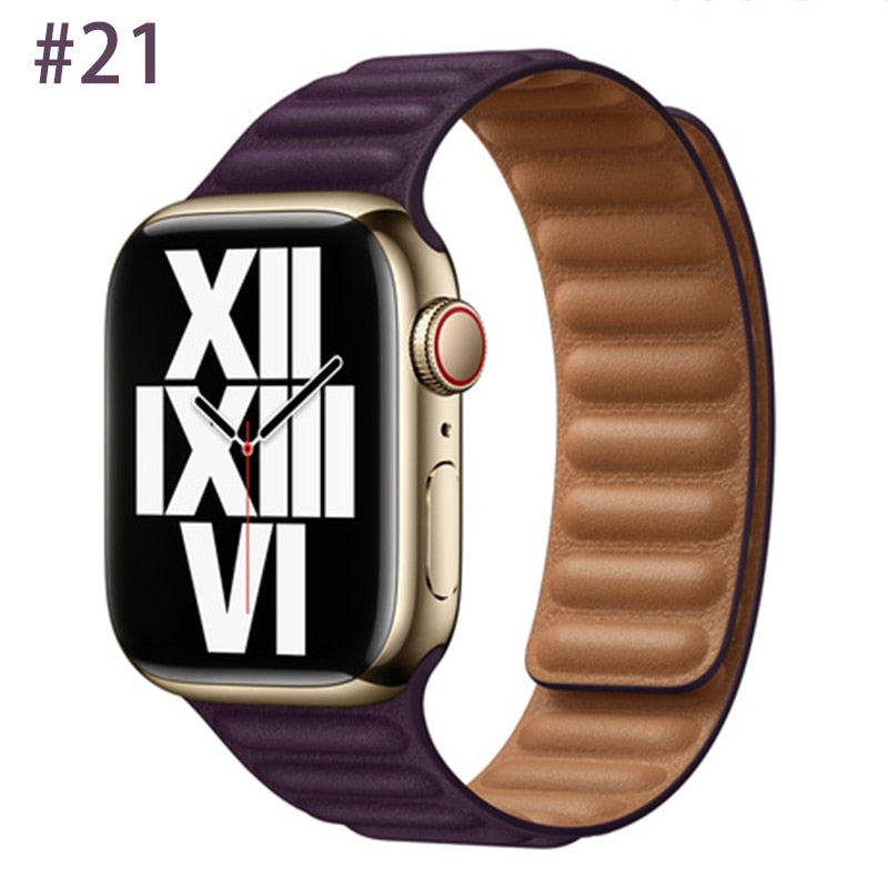 Peris Gems Leather Strap for Apple Watch | Magnetic Leather Watch Band for Series 8 7 6 5 SHEIN Amazon Temu