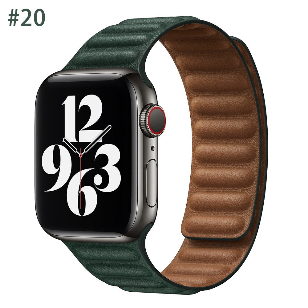 Peris Gems Leather Strap for Apple Watch | Magnetic Leather Watch Band for Series 8 7 6 5 SHEIN Amazon Temu