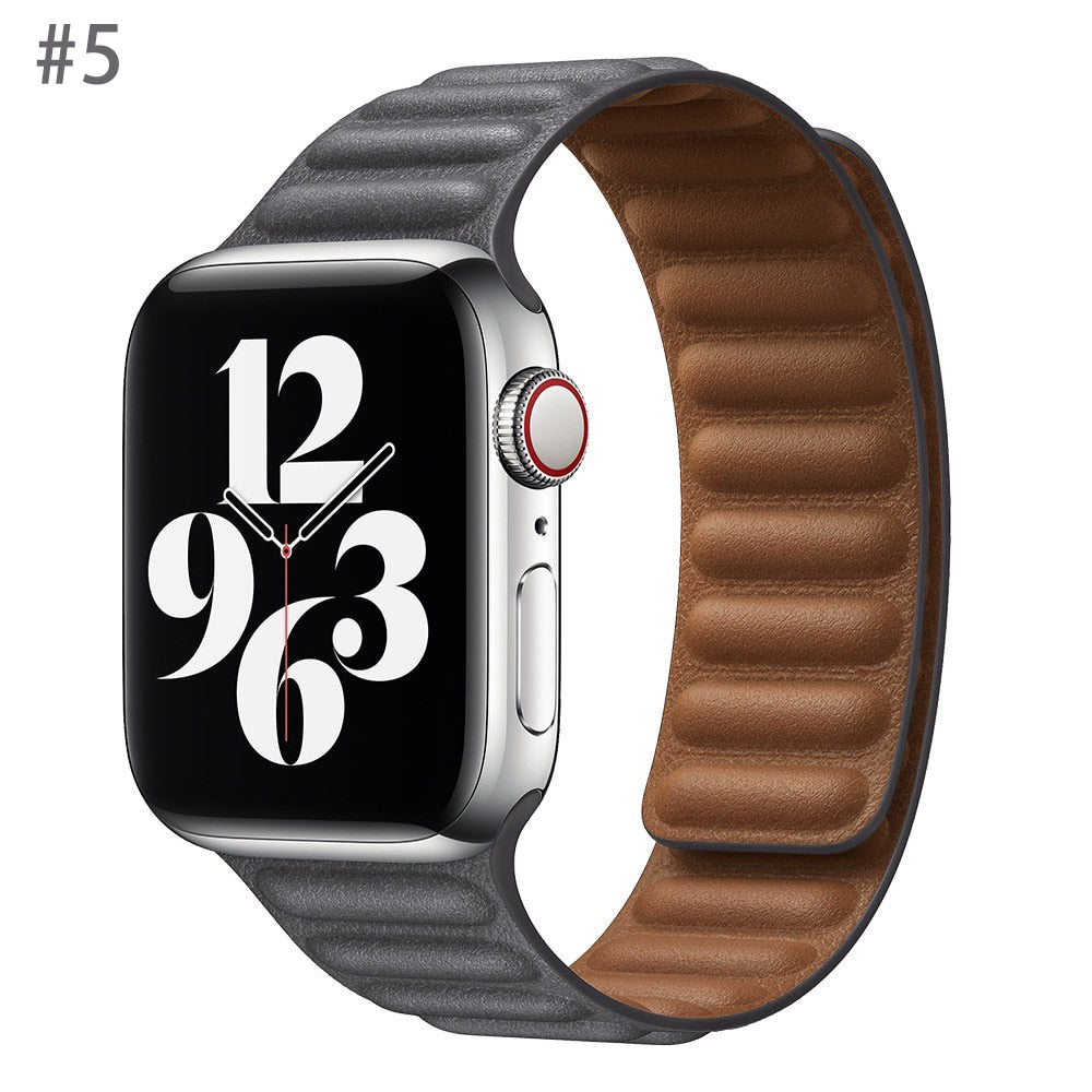 Peris Gems Leather Strap for Apple Watch | Magnetic Leather Watch Band for Series 8 7 6 5 SHEIN Amazon Temu