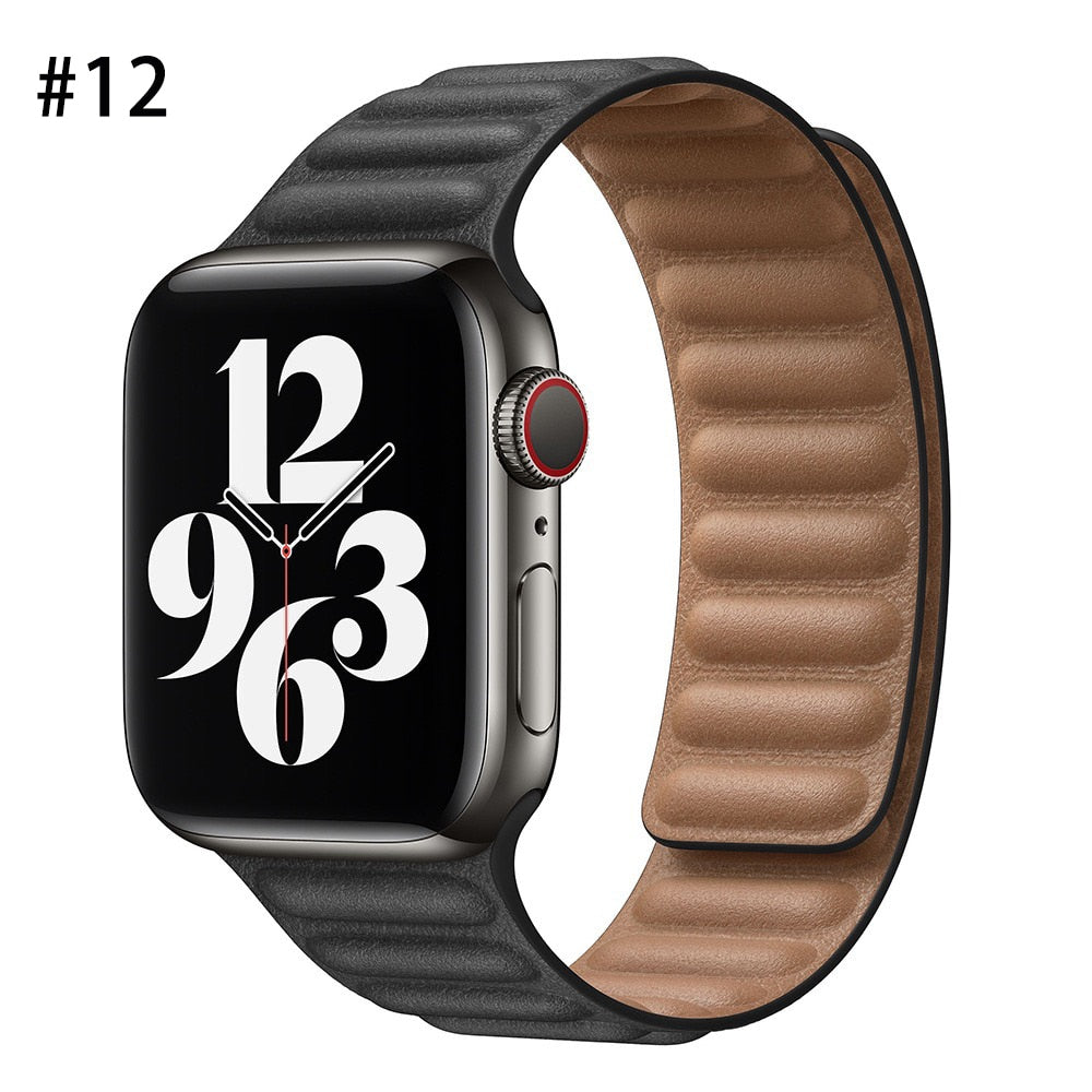 Peris Gems Leather Strap for Apple Watch | Magnetic Leather Watch Band for Series 8 7 6 5 SHEIN Amazon Temu