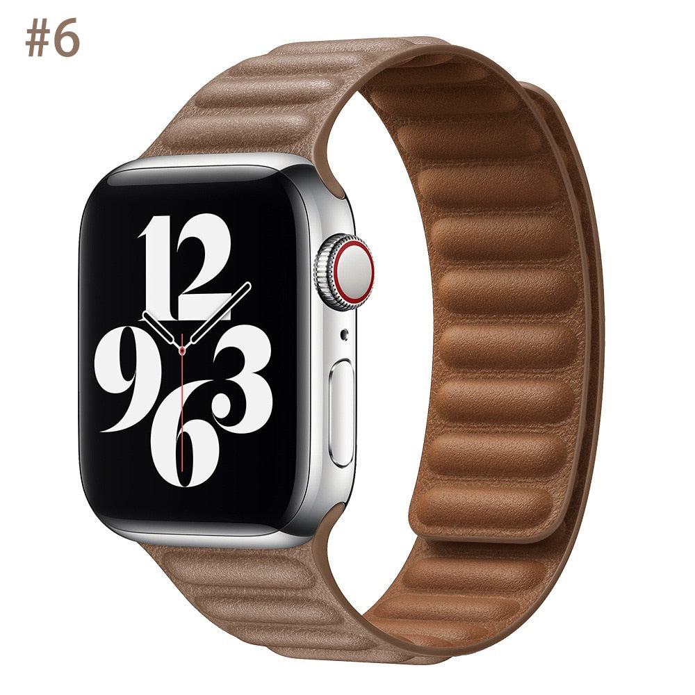 Peris Gems Leather Strap for Apple Watch | Magnetic Leather Watch Band for Series 8 7 6 5 SHEIN Amazon Temu