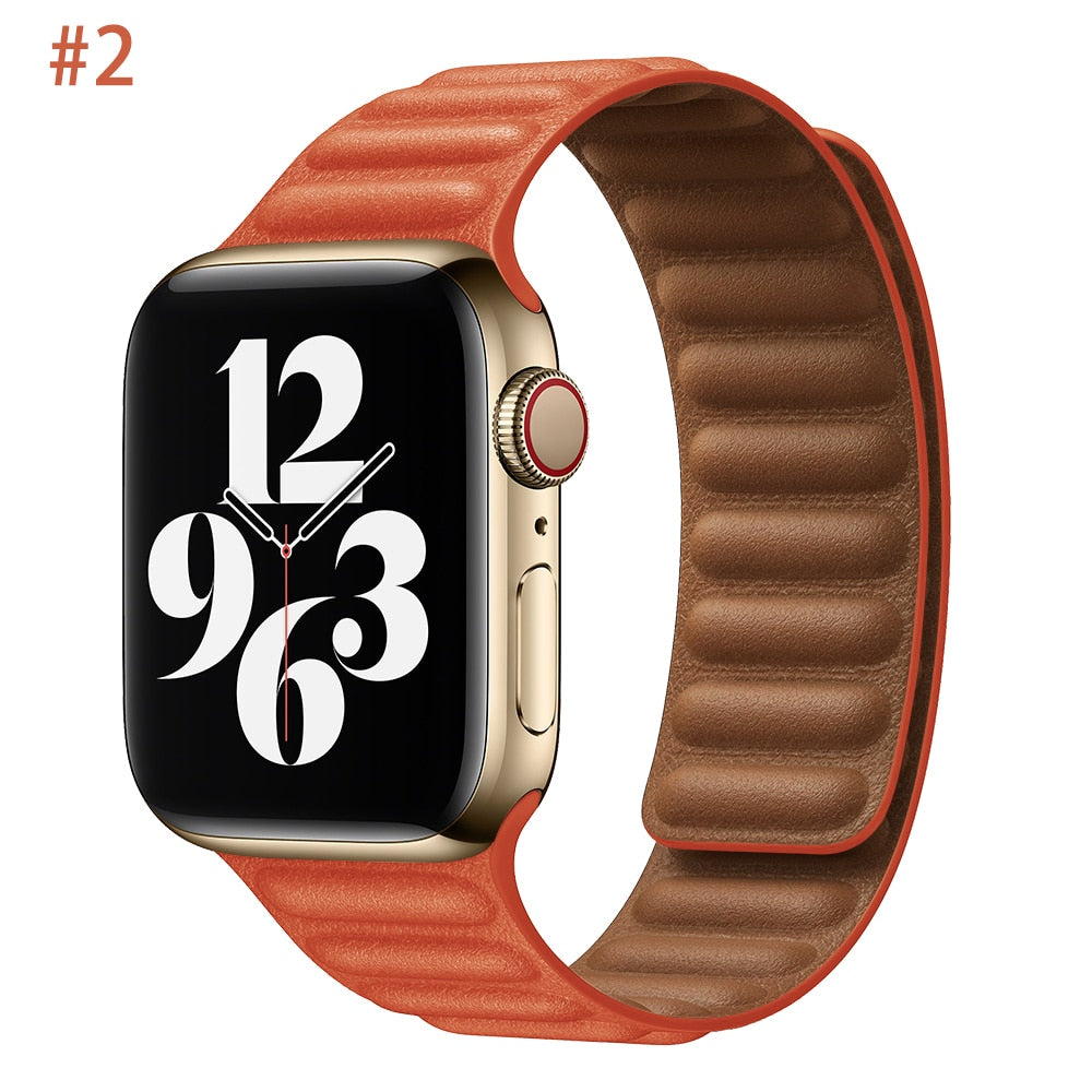 Peris Gems Leather Strap for Apple Watch | Magnetic Leather Watch Band for Series 8 7 6 5 SHEIN Amazon Temu