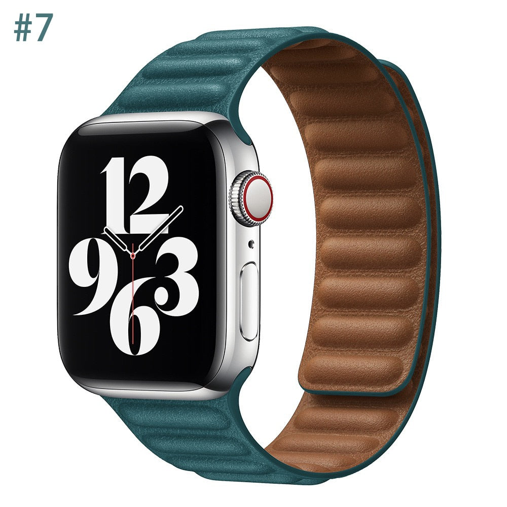 Peris Gems Leather Strap for Apple Watch | Magnetic Leather Watch Band for Series 8 7 6 5 SHEIN Amazon Temu