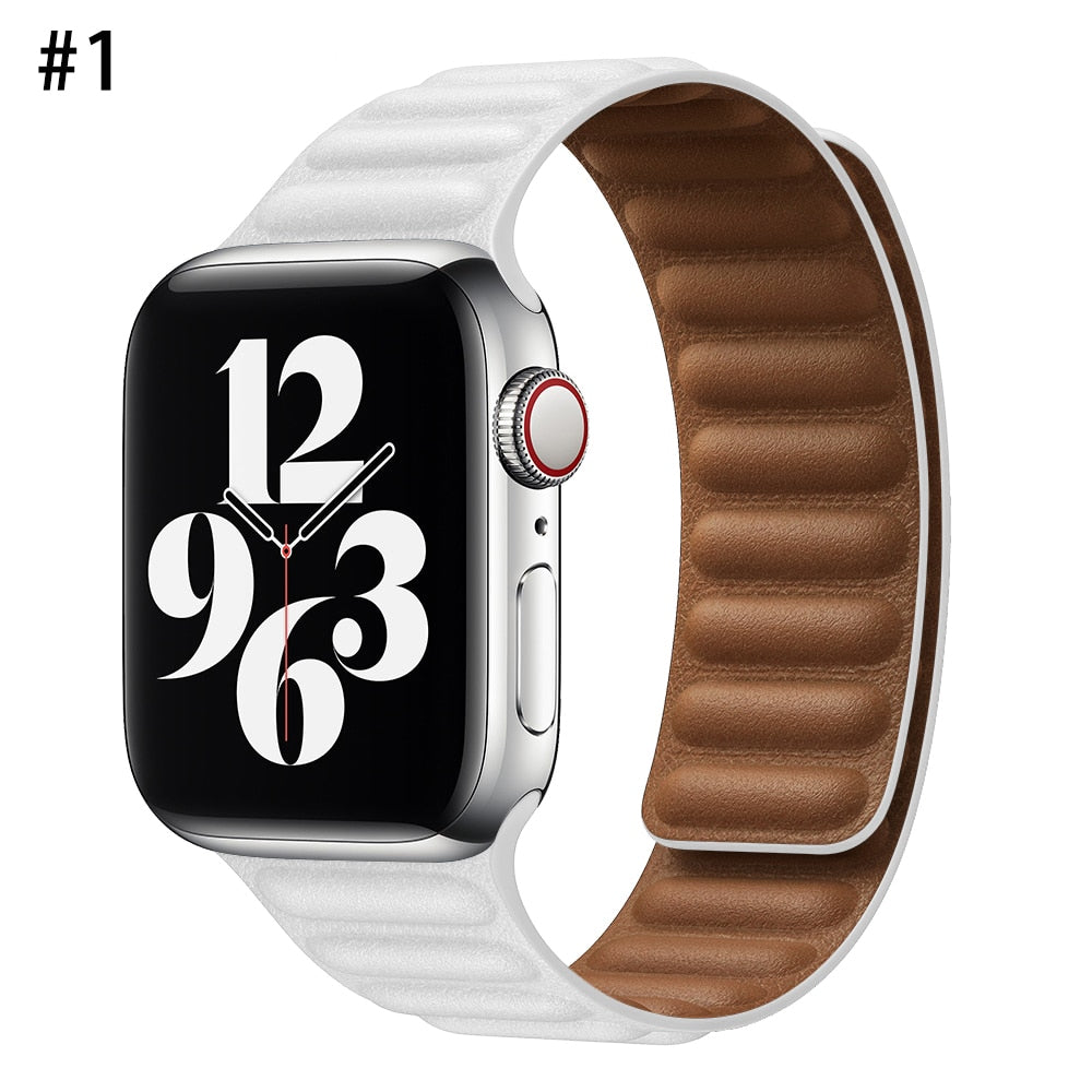Peris Gems Leather Strap for Apple Watch | Magnetic Leather Watch Band for Series 8 7 6 5 SHEIN Amazon Temu