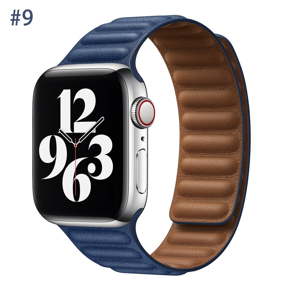 Peris Gems Leather Strap for Apple Watch | Magnetic Leather Watch Band for Series 8 7 6 5 SHEIN Amazon Temu