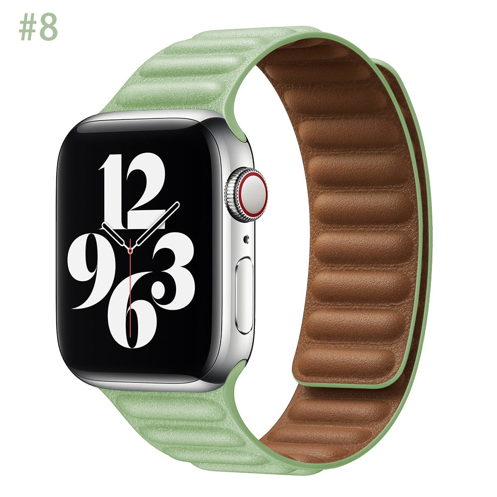 Peris Gems Leather Strap for Apple Watch | Magnetic Leather Watch Band for Series 8 7 6 5 SHEIN Amazon Temu