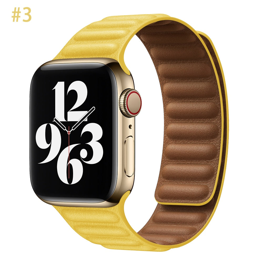 Peris Gems Leather Strap for Apple Watch | Magnetic Leather Watch Band for Series 8 7 6 5 SHEIN Amazon Temu