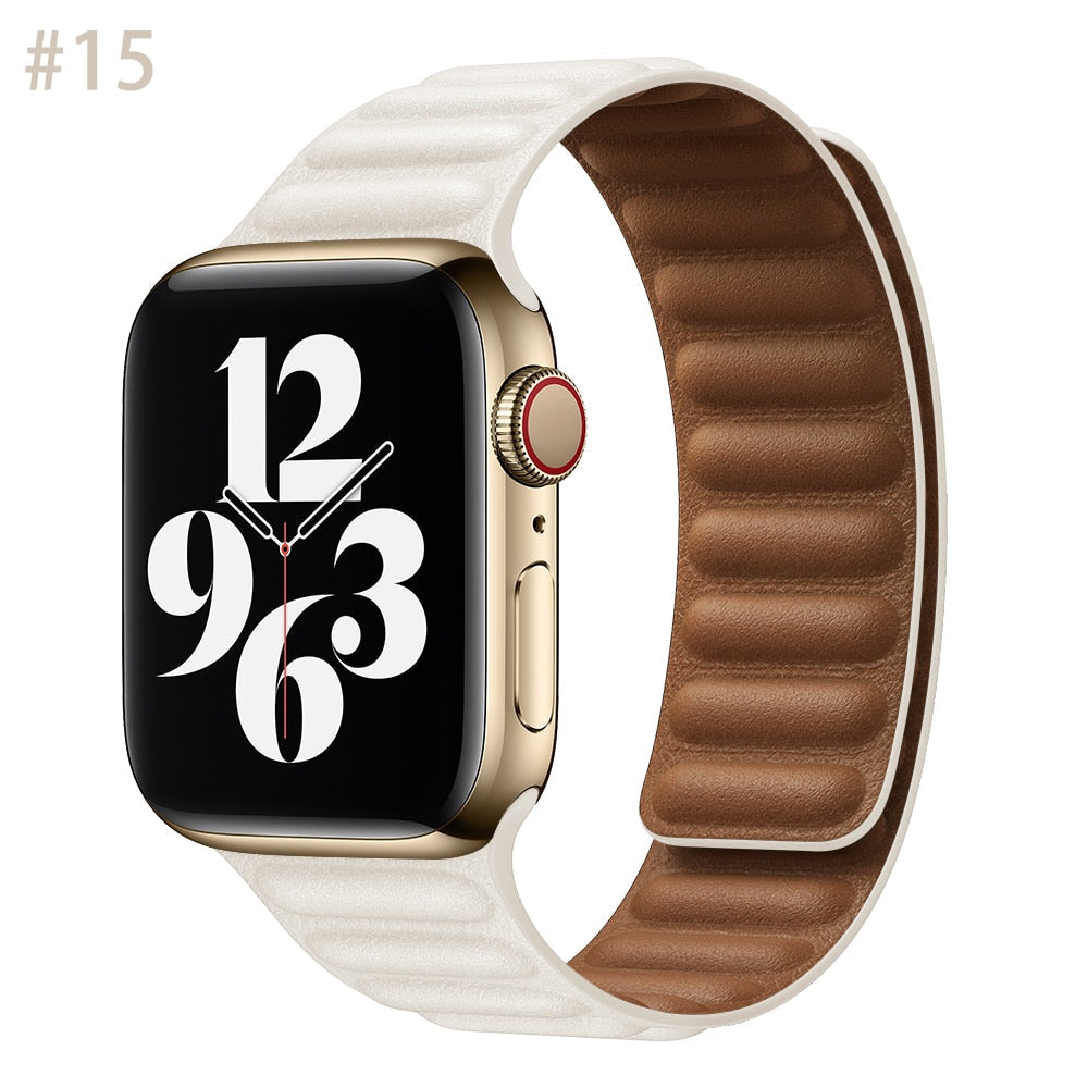 Peris Gems Leather Strap for Apple Watch | Magnetic Leather Watch Band for Series 8 7 6 5 SHEIN Amazon Temu