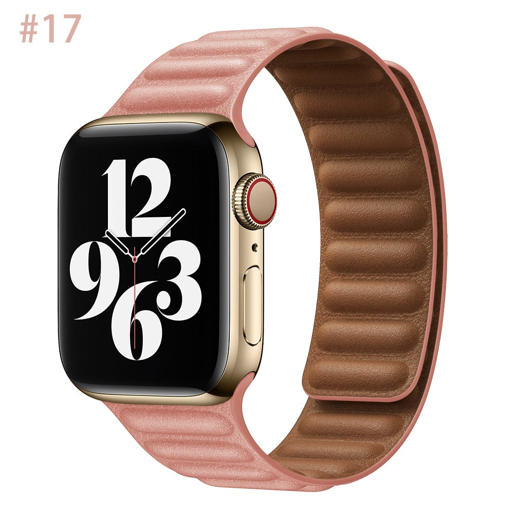 Peris Gems Leather Strap for Apple Watch | Magnetic Leather Watch Band for Series 8 7 6 5 SHEIN Amazon Temu