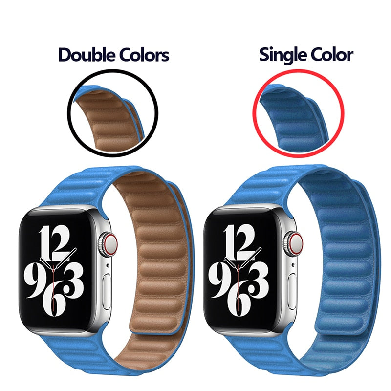 Peris Gems Leather Strap for Apple Watch | Magnetic Leather Watch Band for Series 8 7 6 5 SHEIN Amazon Temu