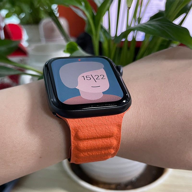 Peris Gems Leather Strap for Apple Watch | Magnetic Leather Watch Band for Series 8 7 6 5 SHEIN Amazon Temu