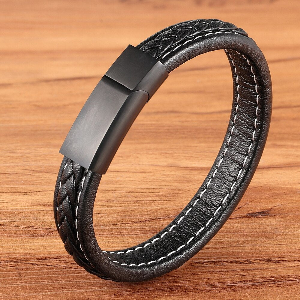 Peris Gems Leather Textured Grid Buckle Bracelets Unisex | Black Rose Gold Leather Leather Textured Grid Buckle Bracelets Unisex SHEIN Amazon Temu