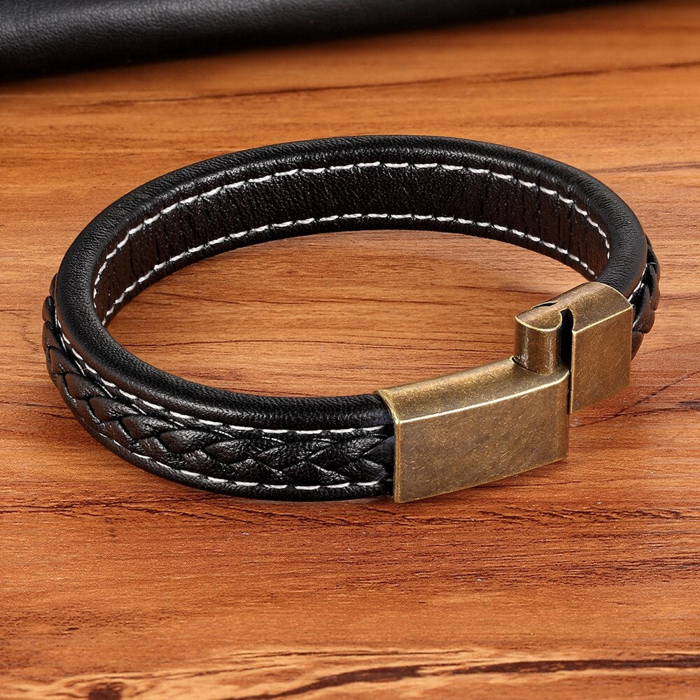 Peris Gems Leather Textured Grid Buckle Bracelets Unisex | Black Rose Gold Leather Leather Textured Grid Buckle Bracelets Unisex SHEIN Amazon Temu