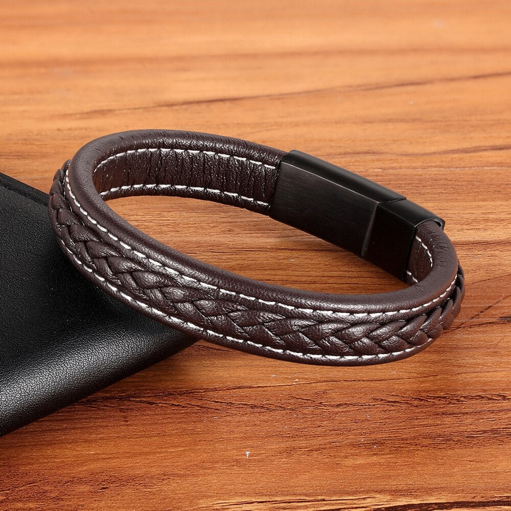 Peris Gems Leather Textured Grid Buckle Bracelets Unisex | Black Rose Gold Leather Leather Textured Grid Buckle Bracelets Unisex SHEIN Amazon Temu